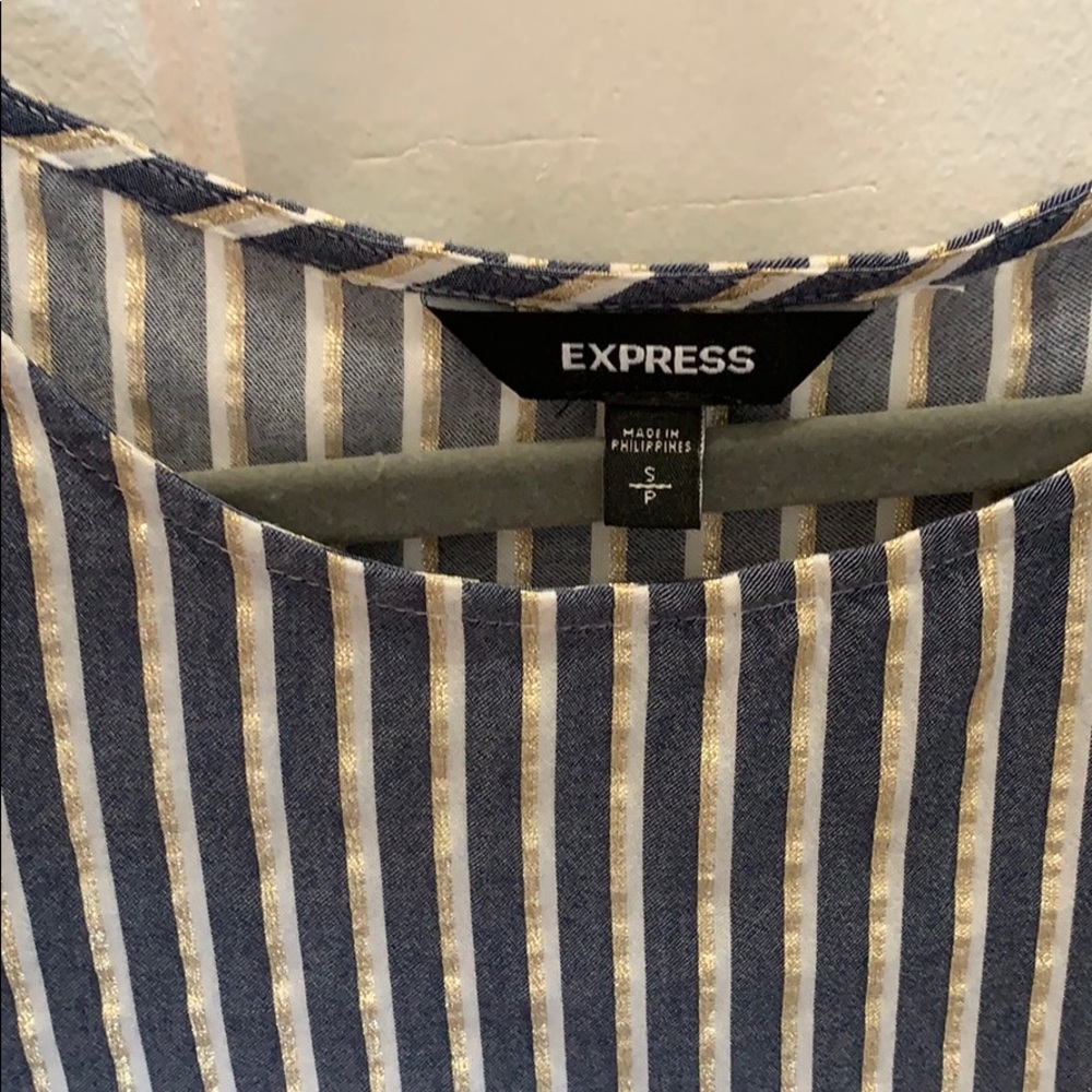 Express Small Gold Striped Blouse - Picture 2 of 3